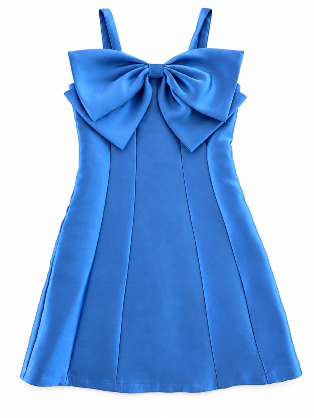Rare Editions Girls Size 7 Blue Satin Bow Formal Party Dress